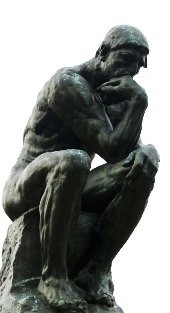 thinker, person, sit